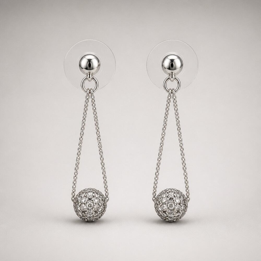 Pavé Crystal Ball Chain Dangle Drop Earrings✨